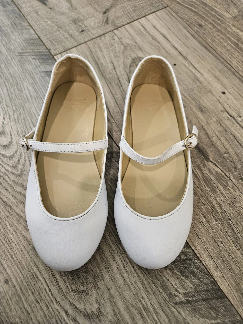 Janie and Jack White Mary Jane Flats with Adjustable Buckle Sz. 13